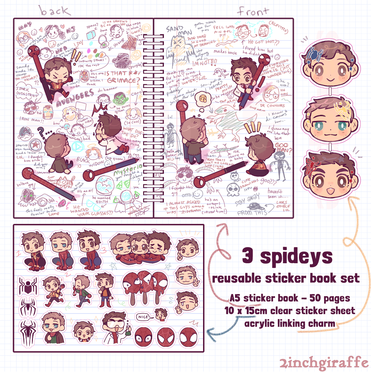 3 Spideys - Reusable Sticker Book Set
