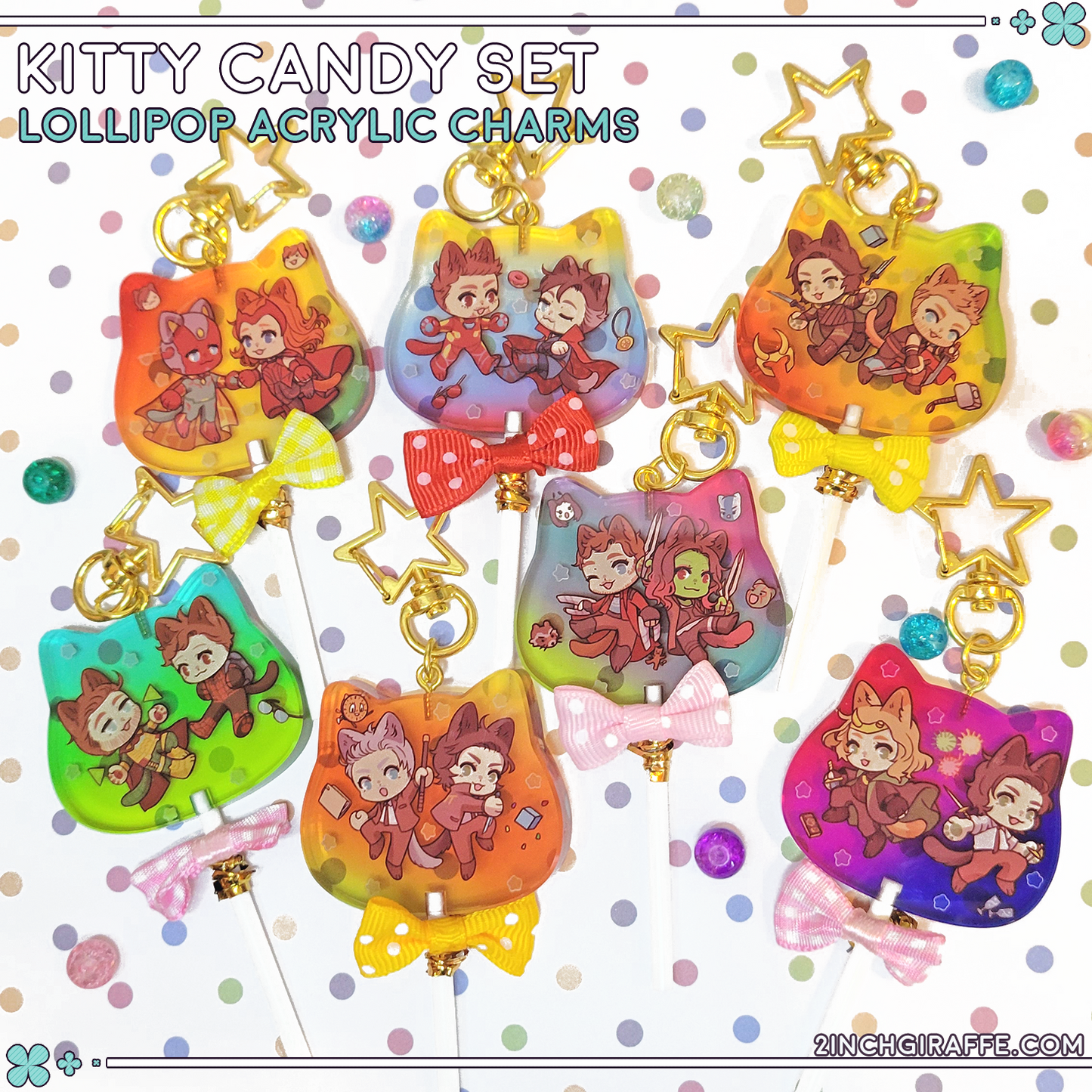 Kitty Candy Lollipop Charm Set