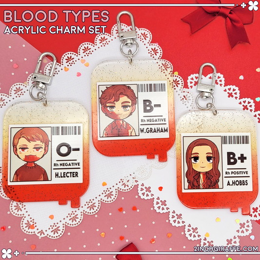 Blood Types Acrylic Charm Set